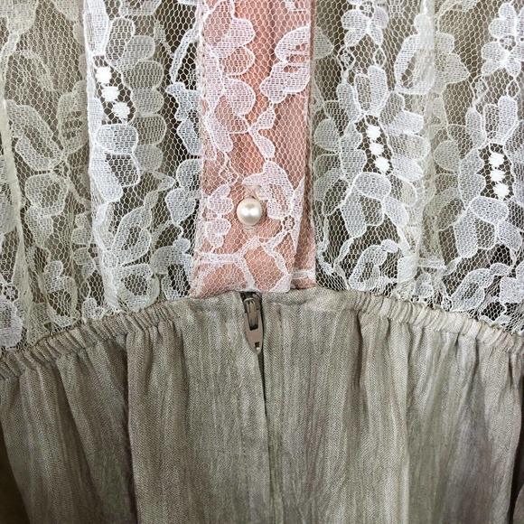 Vintage 80s On The Rocks Jumpsuit Lace Crinkle Wrinkle Tie Front - Picture 5 of 16